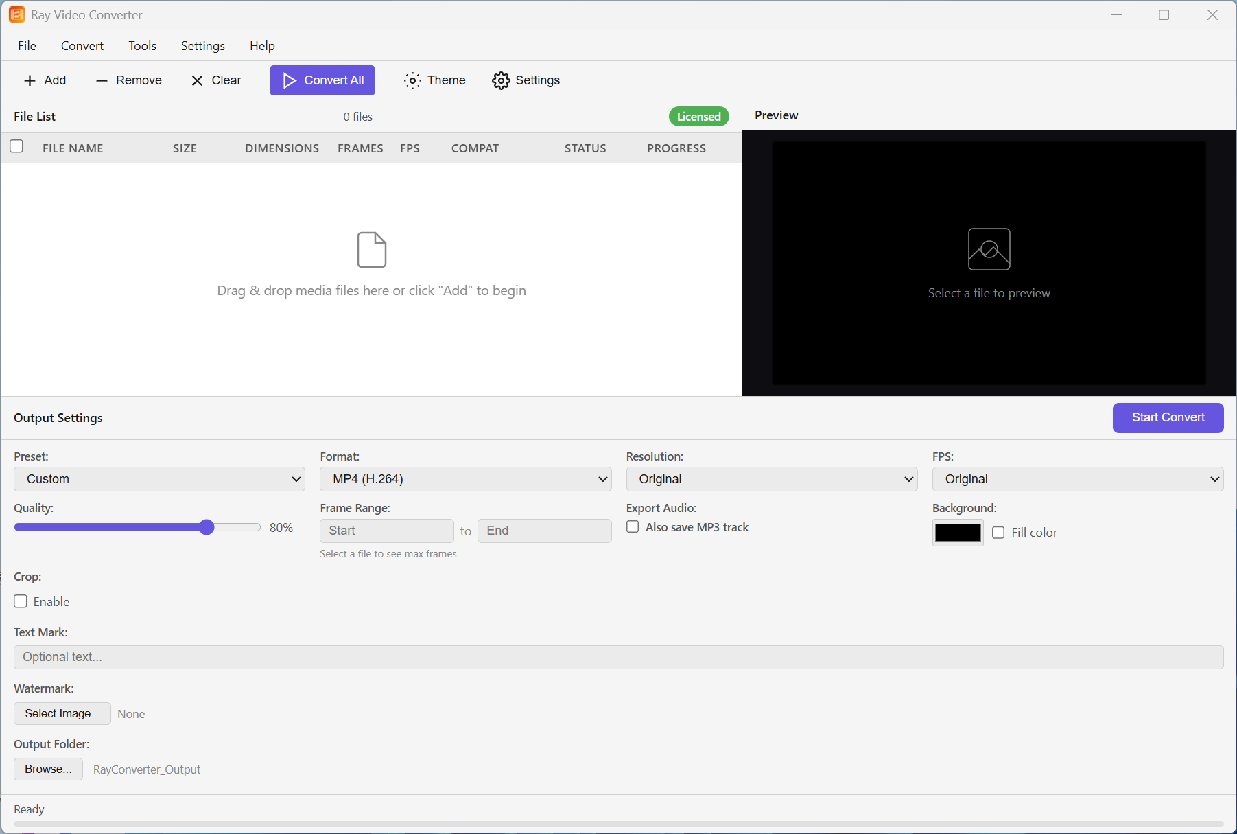 Rayexa Video Converter interface
