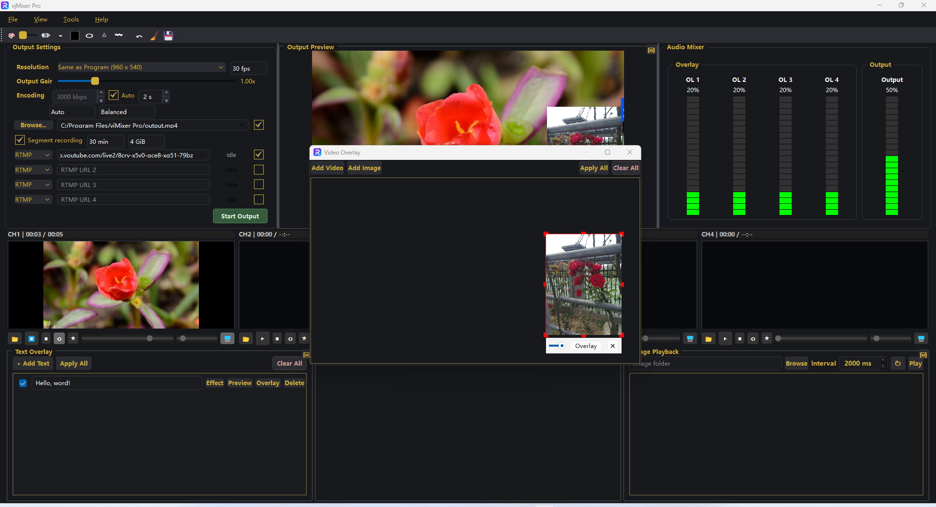 Image layer dragged to a corner with opacity slider
